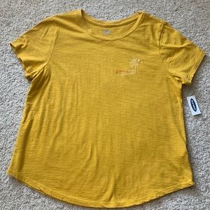 Old Navy Mustard Yellow Embroidered Tee